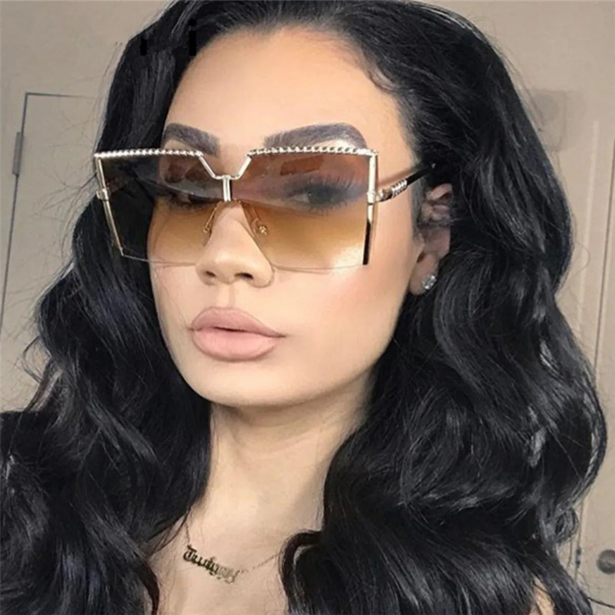Lunettes de soleil carrées XXL oversize de luxe pour femmes, idéales pour l'extérieur