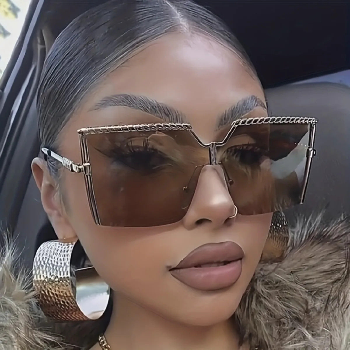 Lunettes de soleil carrées XXL oversize de luxe pour femmes, idéales pour l'extérieur