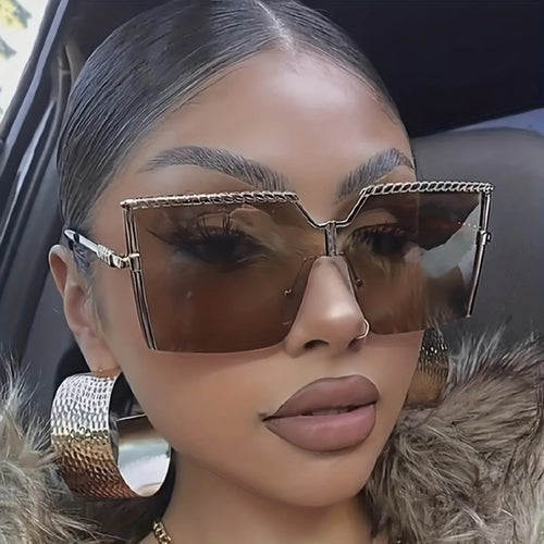 Lunettes de soleil carrées XXL oversize de luxe pour femmes, idéales pour l'extérieur