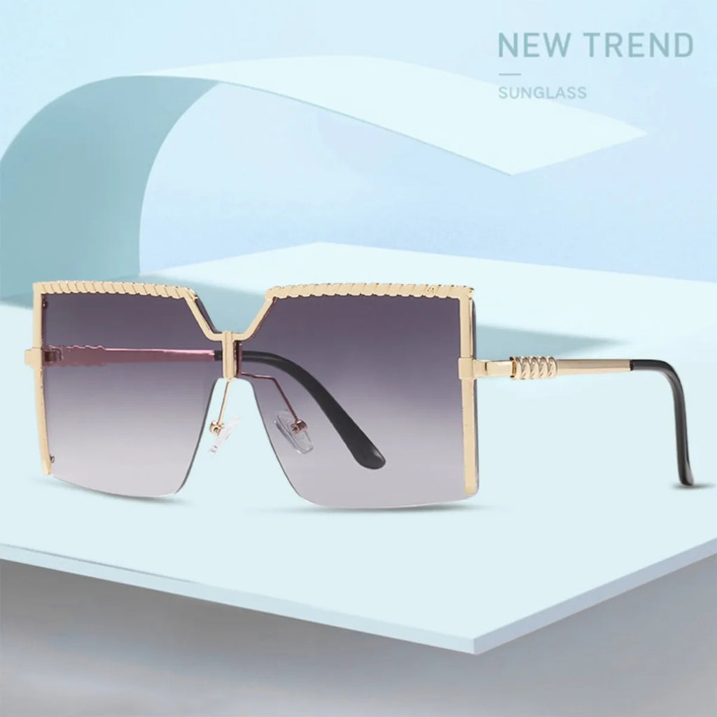 Lunettes de soleil carrées XXL oversize de luxe pour femmes, idéales pour l'extérieur